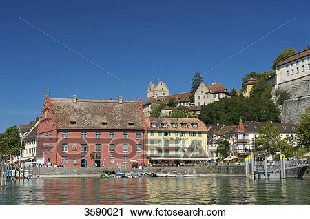Stock Image - Harbour, Meersburg, Baden-Württemberg, Germany, Europe . Fotosearch