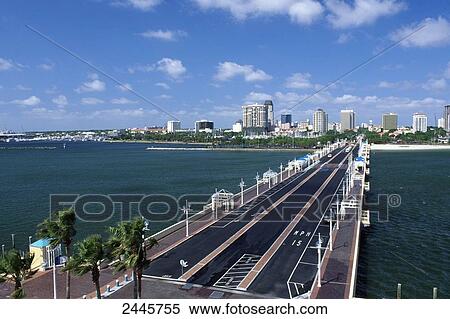 Stock Photography - High angle view of bridge across sea, Tampa Bay, St. Petersburg, Pinellas County, Florida, USA . Fotosearch