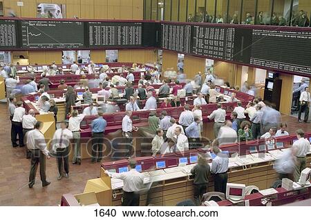 High angle view of group of people in stock exchange building, Frankfurt, Germany View Large Photo Image Stock Image - High angle view of group of people in stock exchange building, Frankfurt, Germany . Fotosearch