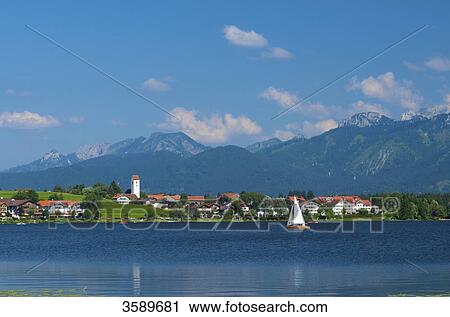 Stock Image - Hopfensee and Hopfen am See, Bavaria, Germany, Europe . Fotosearch