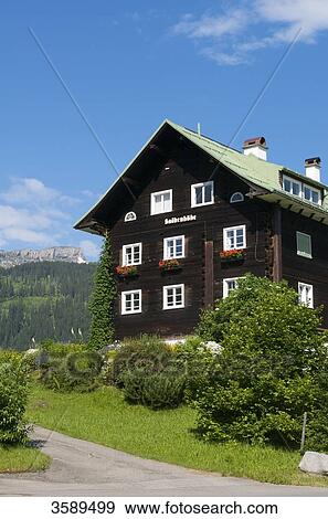 Stock Photo - House in Kleinwalsertal, Hohr Ifen, Vorarlberg, Tyrol, Europe . Fotosearch