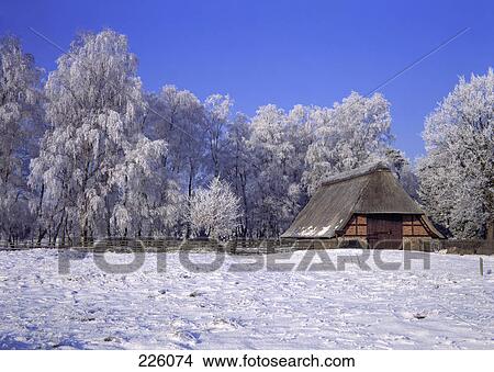 Hut on snowcovered landscape, Wildeshausen, Lower Saxony, Germany View Large Photo Image Picture - Hut on snowcovered landscape, Wildeshausen, Lower Saxony, Germany . Fotosearch