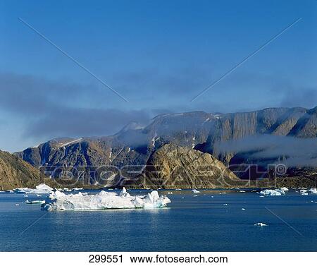 Stock Image - Icebergs floating in sea, Upernavik, Greenland . Fotosearch