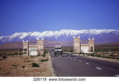 Jeep traveling on highway, Alts Mountains, Morocco View Large Photo Image Stock Photo - Jeep traveling on highway, Alts Mountains, Morocco . Fotosearch