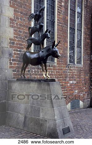 Low angle view of monument, Town Musicians of Bremen, Bremen, Germany View Large Photo Image Stock Photograph - Low angle view of monument, Town Musicians of Bremen, Bremen, Germany . Fotosearch