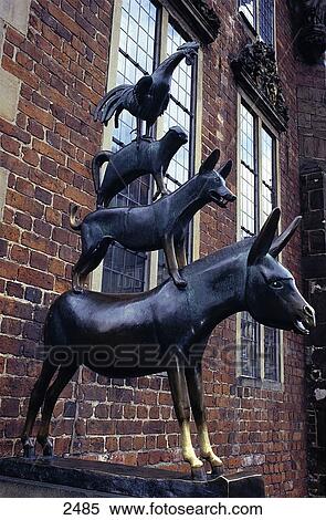 Low angle view of monument, Town Musicians of Bremen, Bremen, Germany View Large Photo Image Stock Photography - Low angle view of monument, Town Musicians of Bremen, Bremen, Germany . Fotosearch