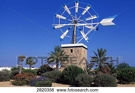 Stock Photograph - Low angle view of windmill, Sant Jordi, Ibiza, Balearic Islands, Spain . Fotosearch