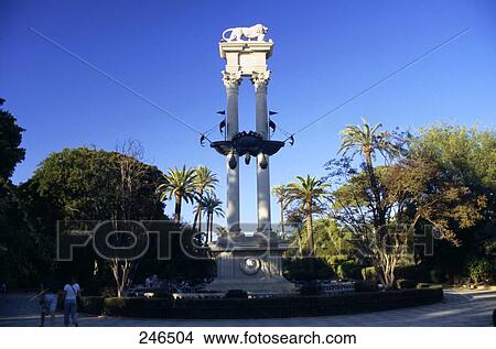 Monument in park, Los Jardines de Murillo, Seville, Andalusia, Spain View Large Photo Image Picture - Monument in park, Los Jardines de Murillo, Seville, Andalusia, Spain . Fotosearch