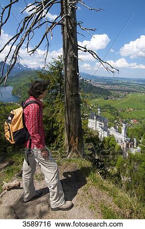 Stock Photograph - Neuschwanstein Castle and Forggensee, Bavaria, Germany, Europe . Fotosearch