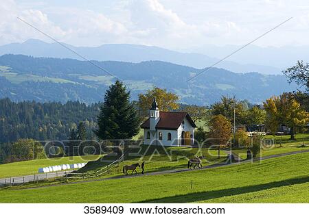 Stock Photo - Oecumenic St. -Hubertus-Kapelle, Forst, Bavaria, Germany, Europe . Fotosearch