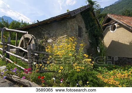 Stock Photography - Old mill, Algund, South Tyrol, Italy, Europe . Fotosearch