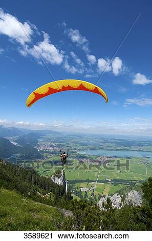 Paraglider view to Fuessen and Forggensee, Bavaria, Germany, Europe View Large Photo Image Stock Image - Paraglider view to Fuessen and Forggensee, Bavaria, Germany, Europe . Fotosearch