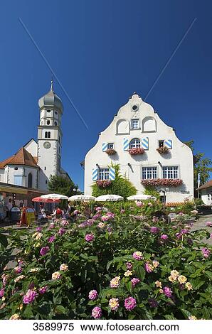 Parish chuch and castle, Wasserburg am Bodensee, Schwaben, Germany, Europe View Large Photo Image Stock Photography - Parish chuch and castle, Wasserburg am Bodensee, Schwaben, Germany, Europe . Fotosearch