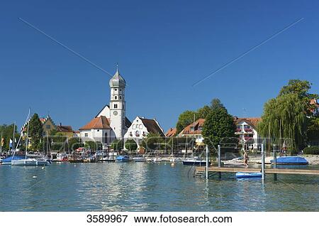 Parish church and castle, Wasserburg am Bodensee, Schwaben, Germany, Europe View Large Photo Image Stock Photo - Parish church and castle, Wasserburg am Bodensee, Schwaben, Germany, Europe . Fotosearch