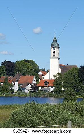 Stock Photo - Parish church St. Gallus and Ulrich, Kisslegg, Baden-Wuerttemberg, Germany, Europe . Fotosearch
