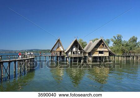 Stock Image - Pile work museum, Unteruhldingen, Baden-Wuerttemberg, Germany, Europe . Fotosearch