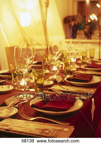 Place setting atop table in dining room View Large Photo Image Stock Photo - Place setting atop table in dining room . Fotosearch