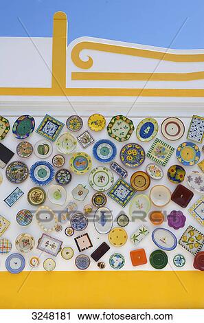 Stock Image - Plates as souvenir, Algarve, Portugal . Fotosearch