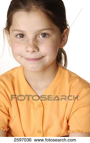 Stock Photograph - Portrait of girl smiling . Fotosearch