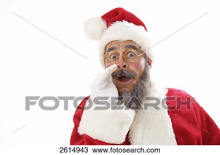 Portrait of senior man in santa costume whispering View Large Photo Image Stock Image - Portrait of senior man in santa costume whispering . Fotosearch