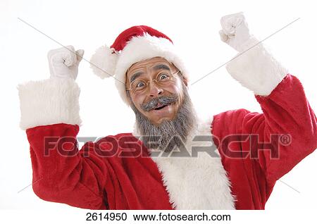 Portrait of senior man in santa costume looking joyous View Large Photo Image Stock Image - Portrait of senior man in santa costume looking joyous . Fotosearch