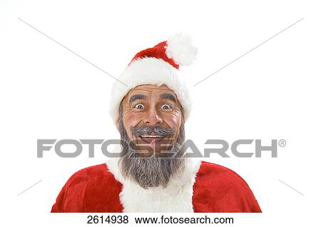 Portrait of senior man in santa costume smiling View Large Photo Image Stock Photo - Portrait of senior man in santa costume smiling . Fotosearch