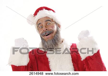 Portrait of senior man in santa costume looking happy View Large Photo Image Stock Photo - Portrait of senior man in santa costume looking happy . Fotosearch
