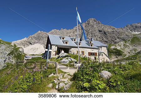 Stock Photograph - Prinz-Luitpold-Haus, Hintersteiner Tal, Allgaeu, Bavaria, Germany, Europe . Fotosearch
