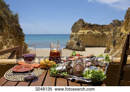 Stock Photography - Restaurant, Praia dos Tres Irmaos, Alvor, Algarve, Portugal . Fotosearch
