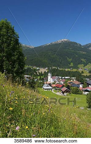 Stock Photograph - Riezlern and Hoher Ifen, Kleinwalsertal, Vorarlberg, Austria, Europe . Fotosearch