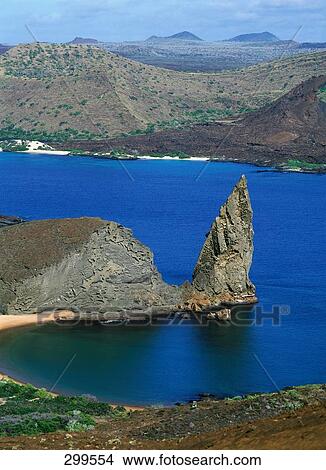 Picture - Rock formation in lake, Bartolome Island, Galapagos Islands, Ecuador . Fotosearch