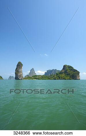 Stock Photograph - Rock formation, Phang-Nga, Thailand . Fotosearch