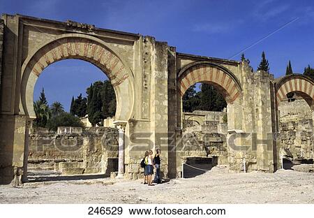 Stock Photo - Ruins of castle, Portico de Medina Azahara, Medina Azahara, Cordoba, Andalusia, Spain . Fotosearch