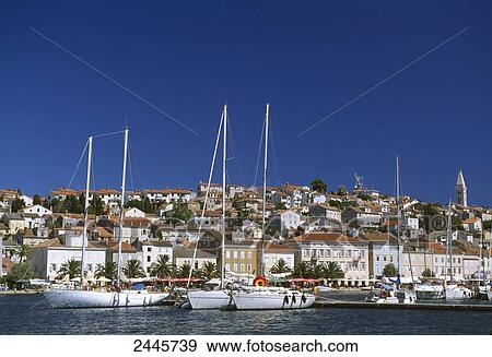 Stock Photo - Sailboats in sea, Mali Losinj, Losinj, Croatia . Fotosearch
