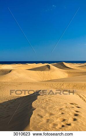 Stock Image - Sand dunes of Maspalomas, Gran Canaria, Canary Islands, Spain . Fotosearch