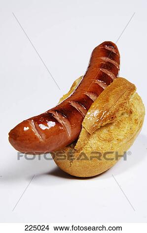 sausage ina bun, close-up View Large Photo Image Picture - sausage ina bun, close-up . Fotosearch