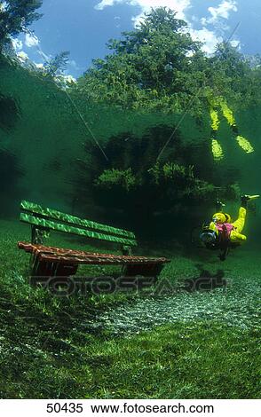 Stock Photography - Scuba divers in lake, Alpine Lake, Austria . Fotosearch