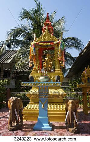 Stock Image - Shrine, Mae Nam Beach, Ko Samui, Thailand . Fotosearch