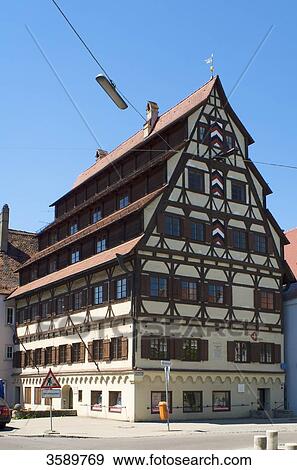 Stock Photo - Siebendaecherhaus, Memmingen, Bavaria, Germany, Europe . Fotosearch