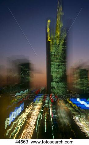 Skyscrapers lit up at night, Frankfurt, Hesse, Germany View Large Photo Image Stock Image - Skyscrapers lit up at night, Frankfurt, Hesse, Germany . Fotosearch