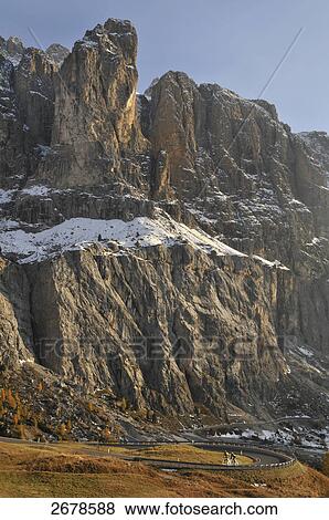 Stock Photo - Snow on chalk alps, Groednerjoch, Trentino-Alto Adige, Italy . Fotosearch
