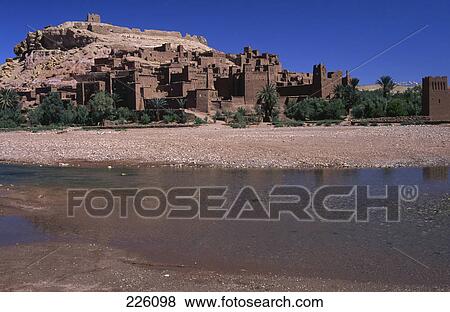 Stock Photo - Stream flowing near fort, Ait Ben Haddou, Dades Valley, Morocco . Fotosearch