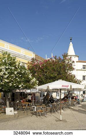 Picture - Street cafe, Faro, Algarve, Portugal . Fotosearch