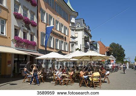 Stock Photo - Street cafe, Konstanz, Baden-Wuerttemberg, Germany, Europe . Fotosearch