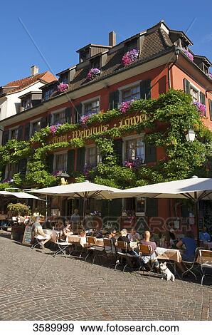 Street cafe, Meersburg, Baden-Wuerttemberg, Germany, Europe View Large Photo Image Stock Photo - Street cafe, Meersburg, Baden-Wuerttemberg, Germany, Europe . Fotosearch