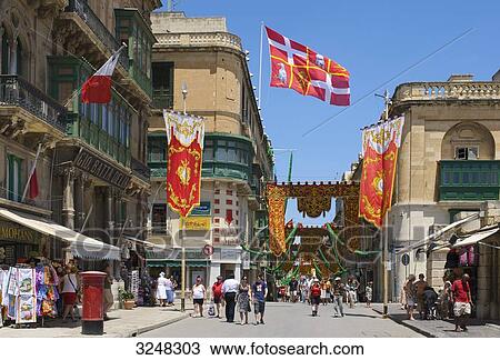 Stock Image - Street scene, Valletta, Malta . Fotosearch