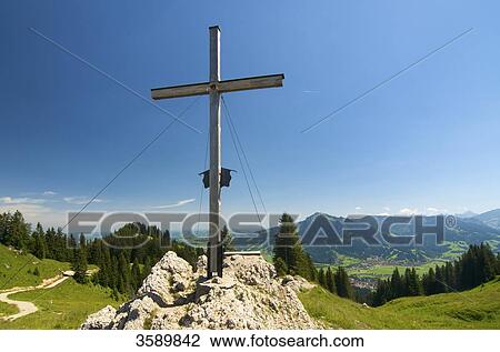 Stock Image - Summit of Baerenkoepfle, Allgaeu, Bavaria, Germany, Europe . Fotosearch