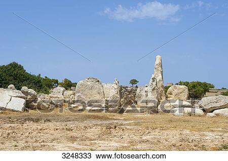 Stock Image - Temple, Mnajdra, Malta . Fotosearch