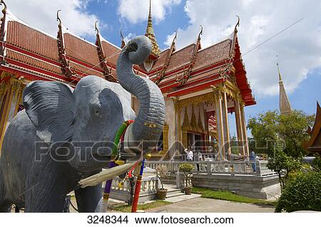 Picture - Temple, Wat Chalong, Phuket, Thailand . Fotosearch
