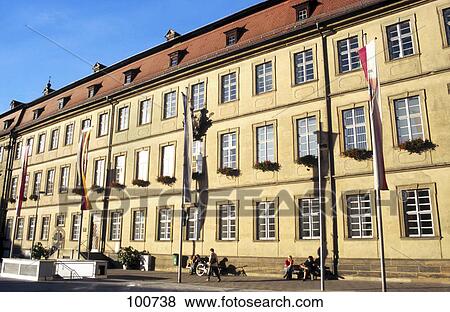 Stock Photo - Tourists in front of building, Bamberg, Bavaria, Germany . Fotosearch